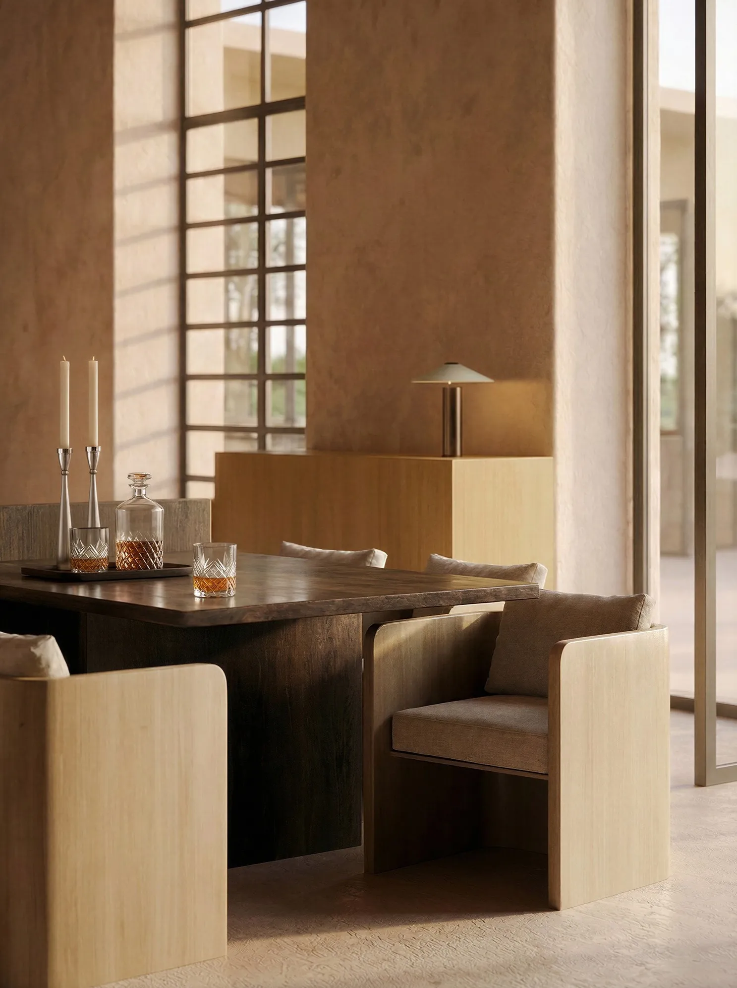 Dining room with the tall window