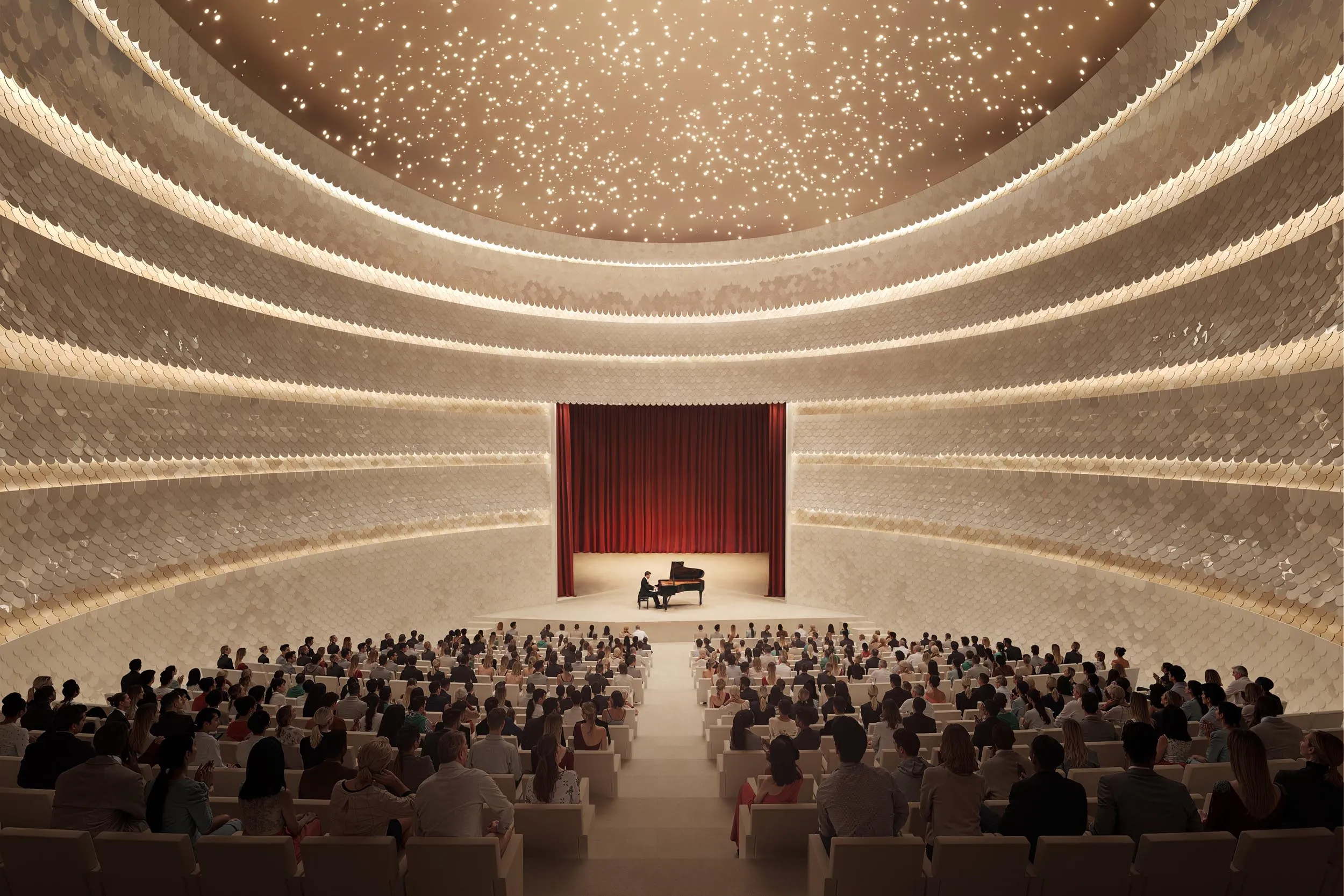 Circular concert hall with the audience